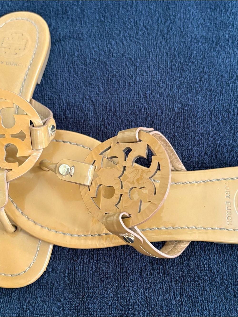 Tory Burch Beige Patent Miller Sandals - Picture 2 of 2